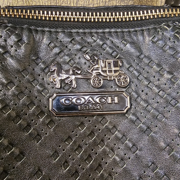 COACH Black Textured Satchel - Picture 4 of 12